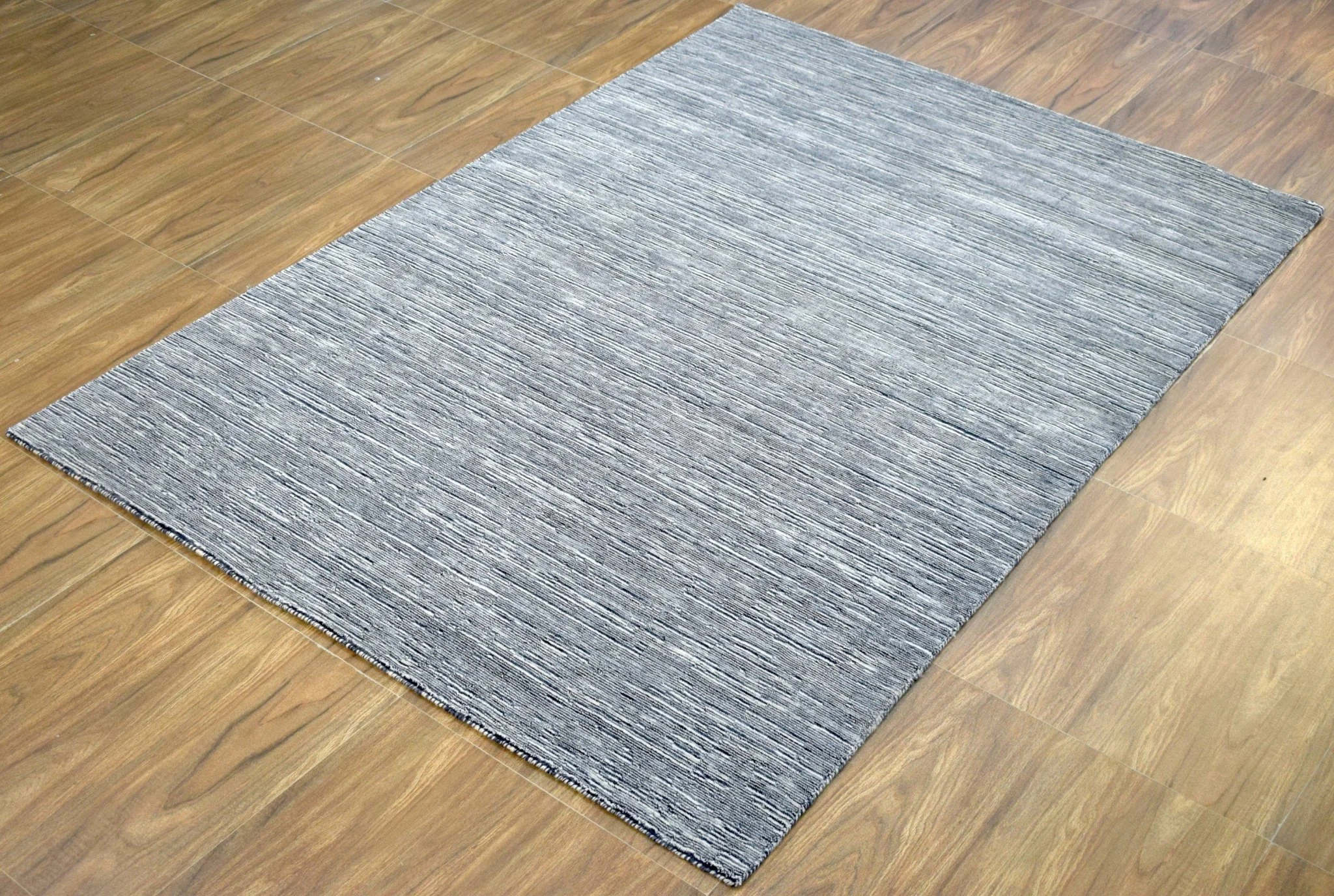 5x8 Solid Gray Rug | Handmade Wool & Viscose Area Rug | TRD1007158 - Image 3