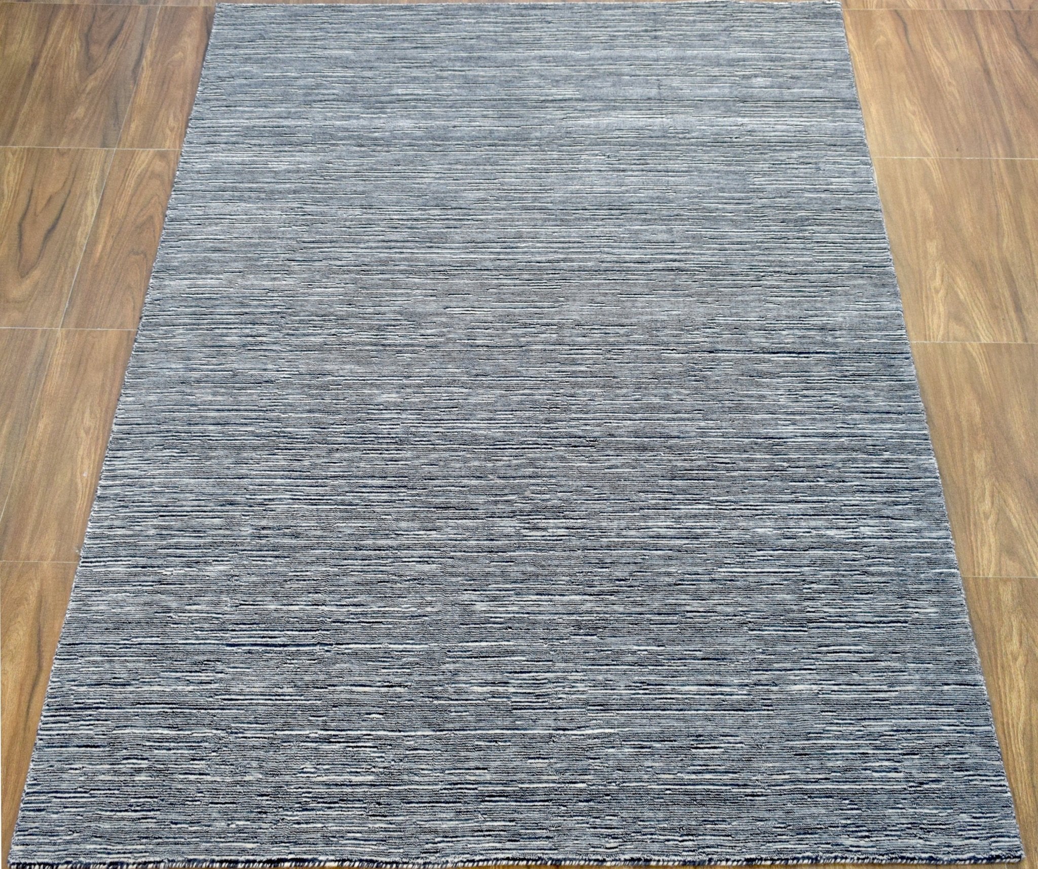 5x8 Solid Gray Rug | Handmade Wool & Viscose Area Rug | TRD1007158 - Image 5