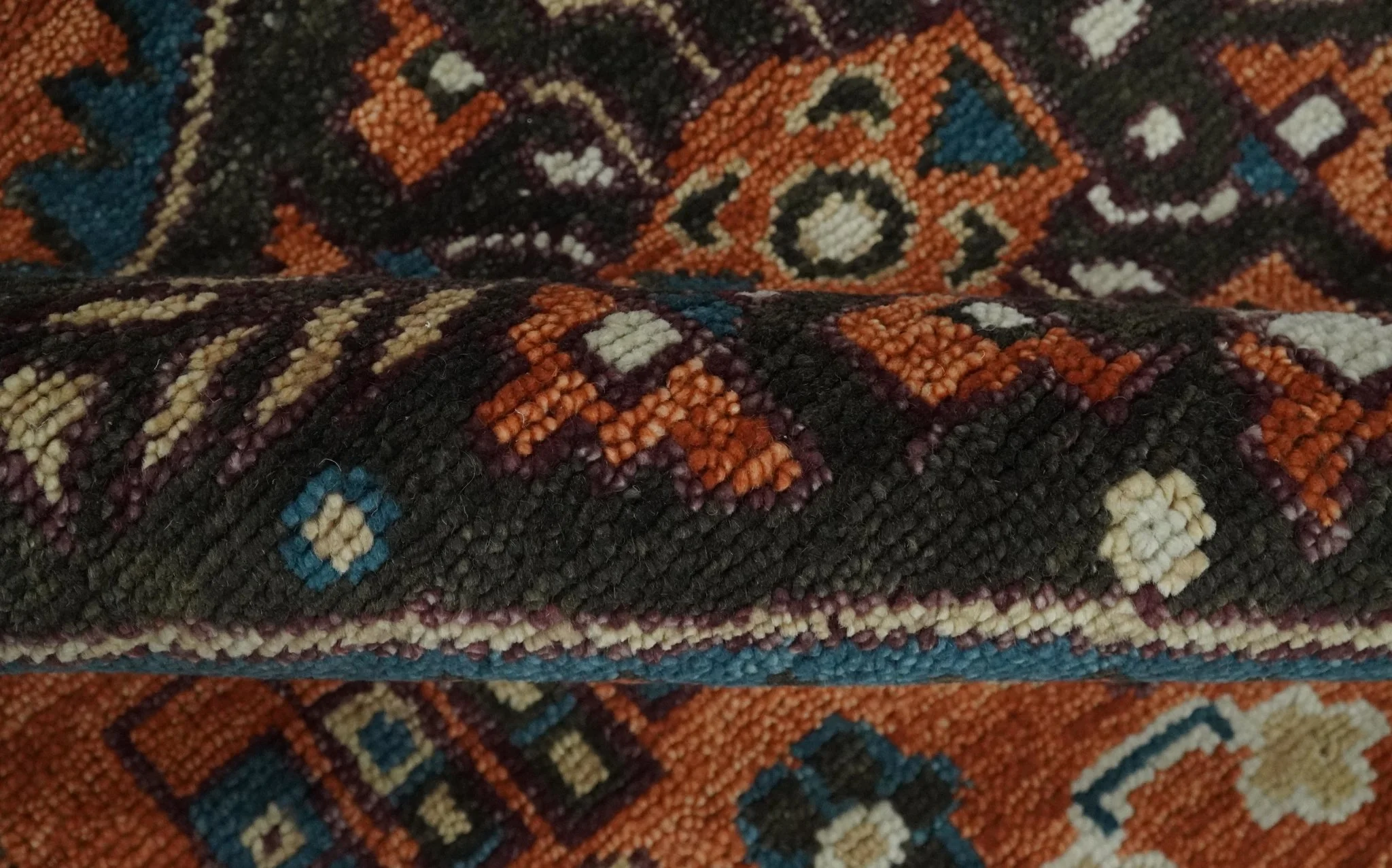 Rust, Ivory and Brown Oriental Traditional Hand knotted Multi Size Area Rug - Image 6