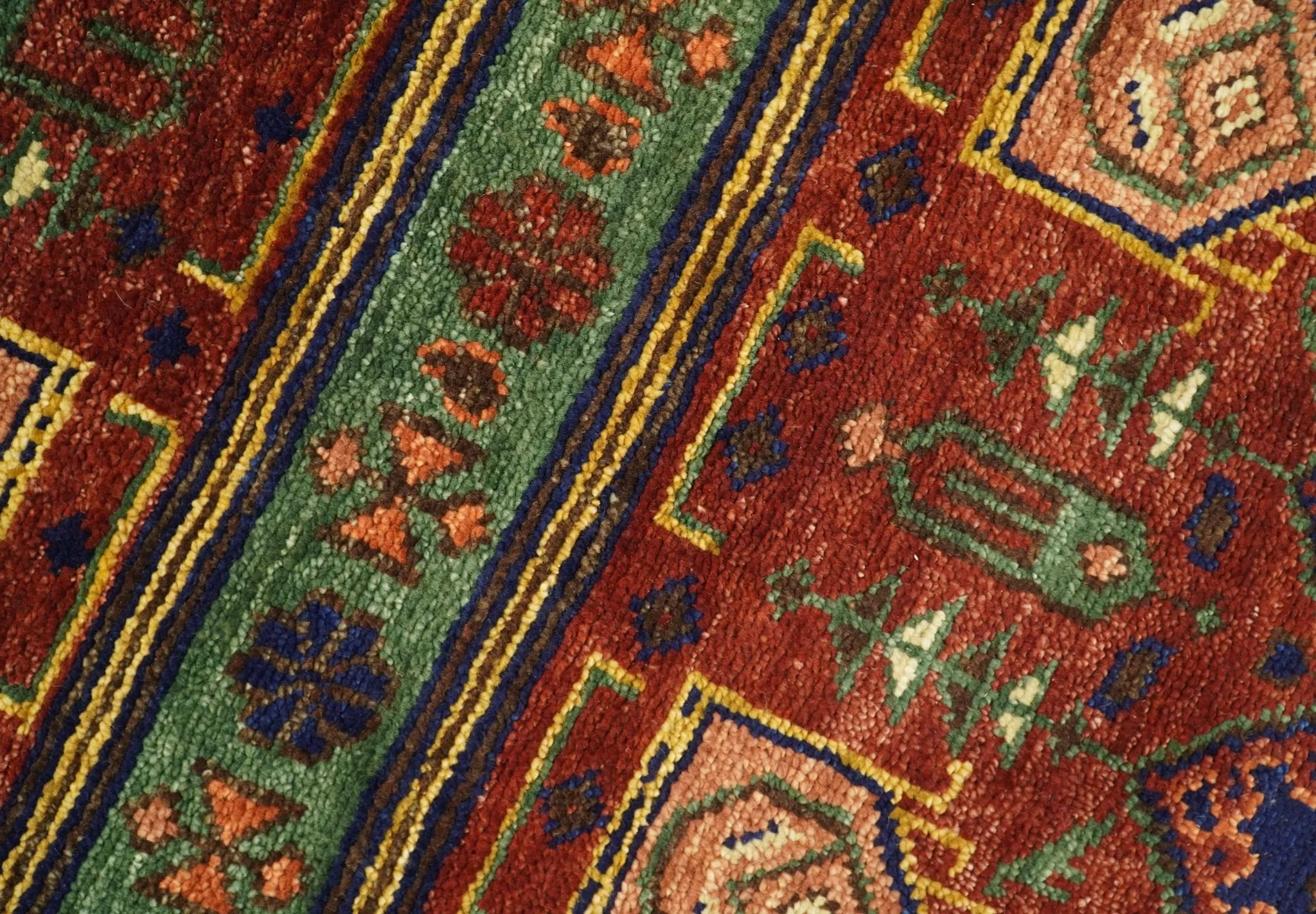 Wool Traditional Antique Style Wool Red and Blue Area Rug - Image 3