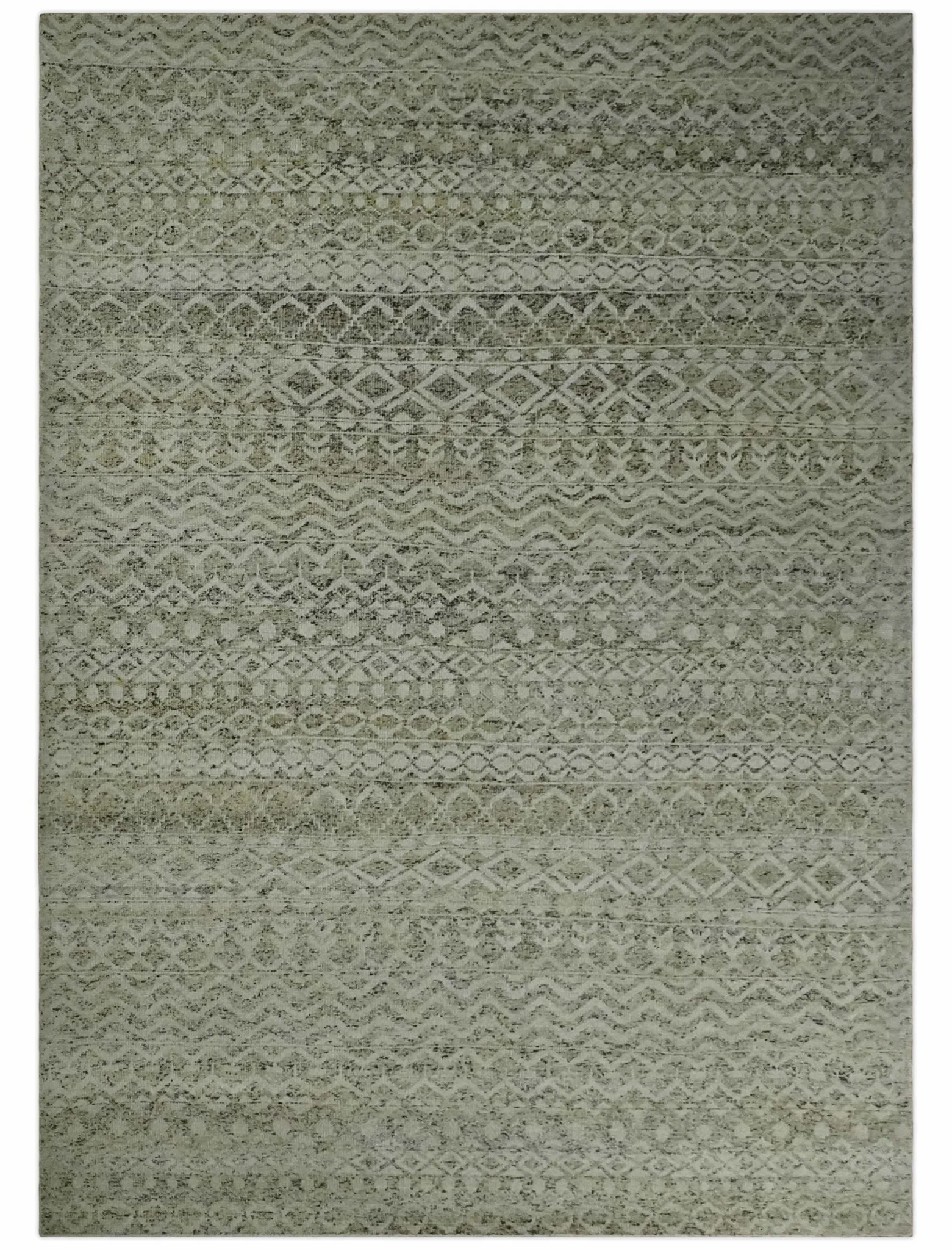 9x12 and 10x14 Hand Knotted Ivory, Beige and Brown Modern Contemporary Southwestern Tribal Trellis Recycled Silk Area Rug | OP28 - Image 13