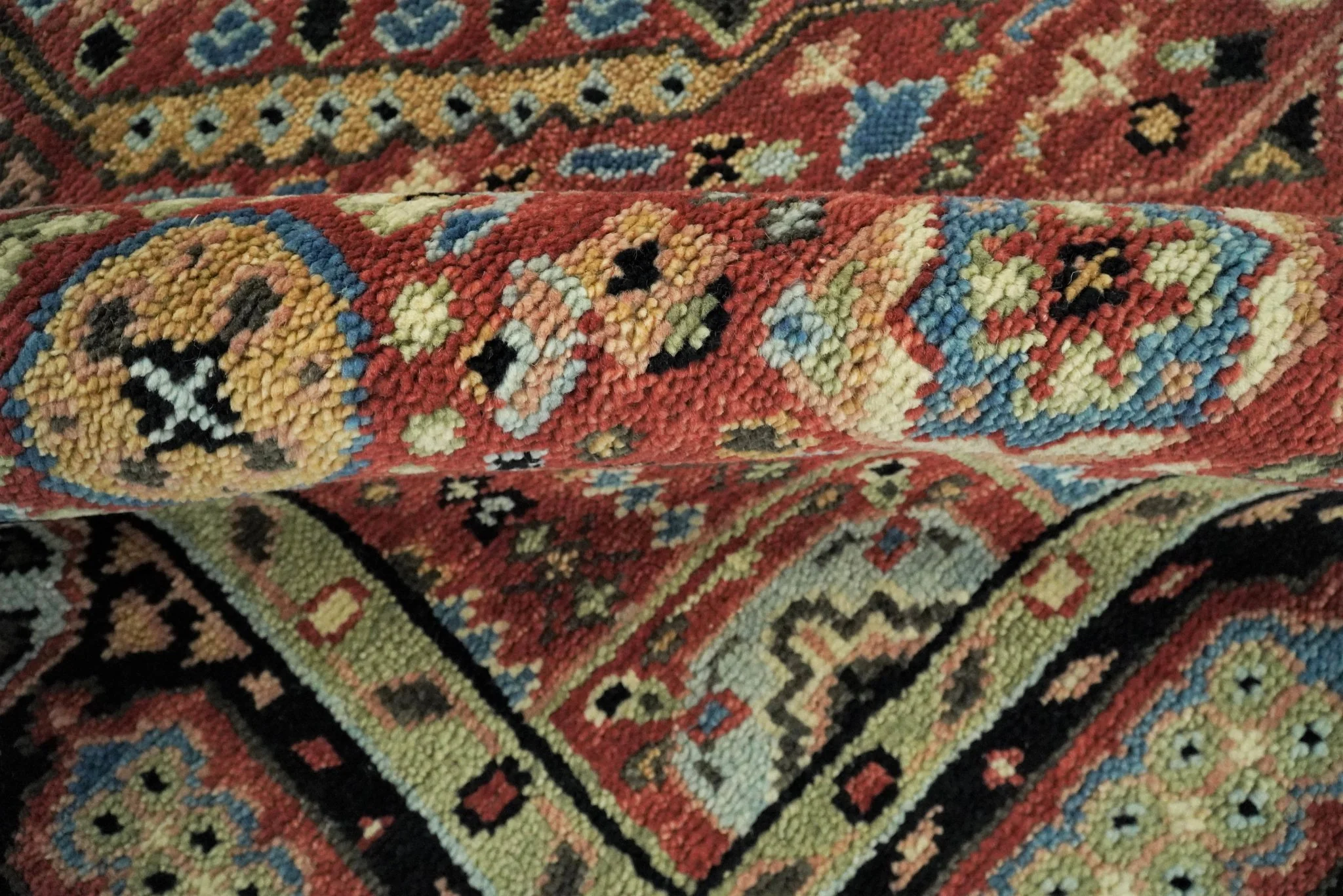 Hand Knotted Traditional Kazak Medallion Rust and Black Multi Size wool Area Rug - Image 10