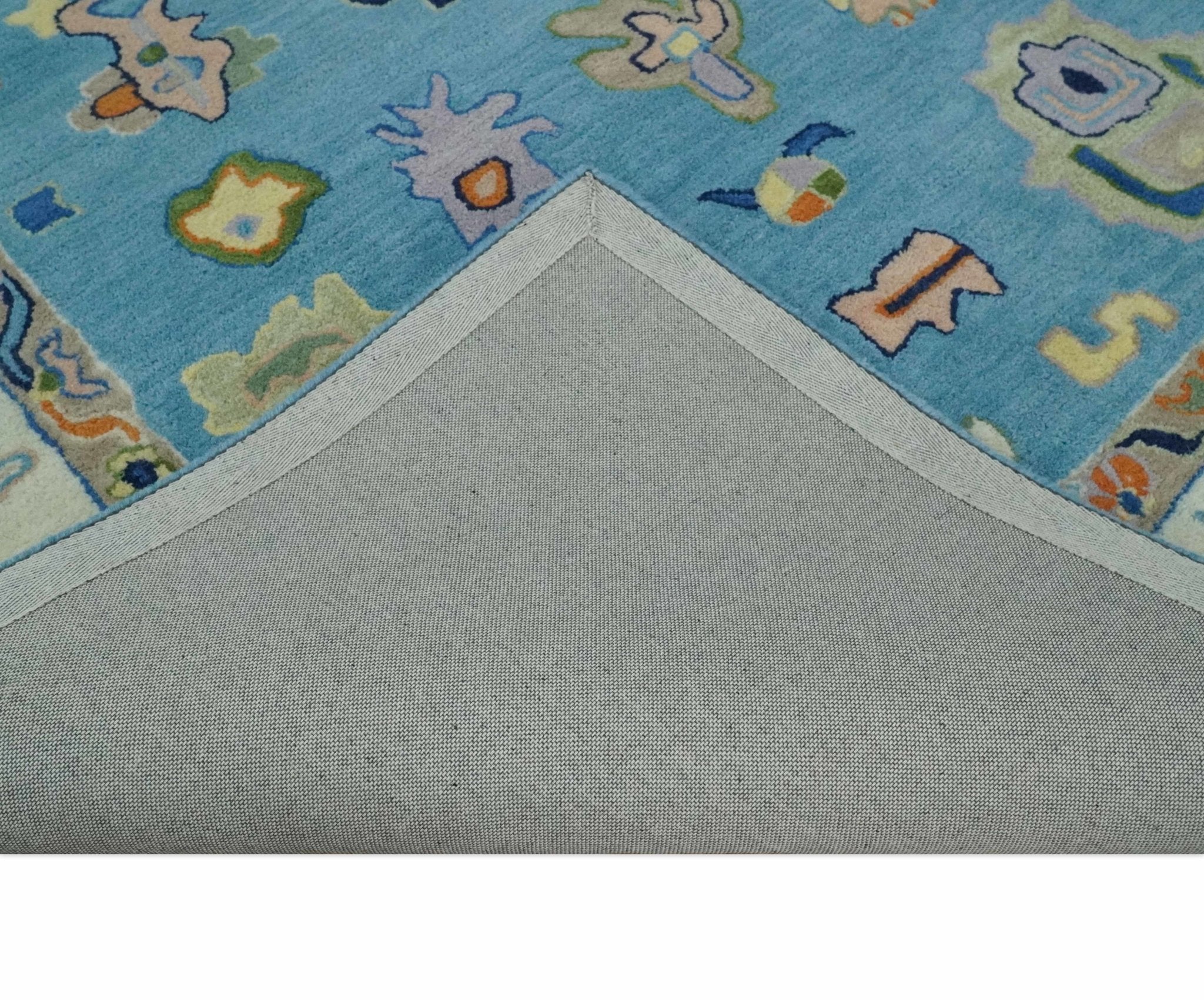 Hand Tufted Blue and Ivory Multi Size Modern Colorful Oushak Rug, Kids, Living Room and Bedroom Rug - Image 5