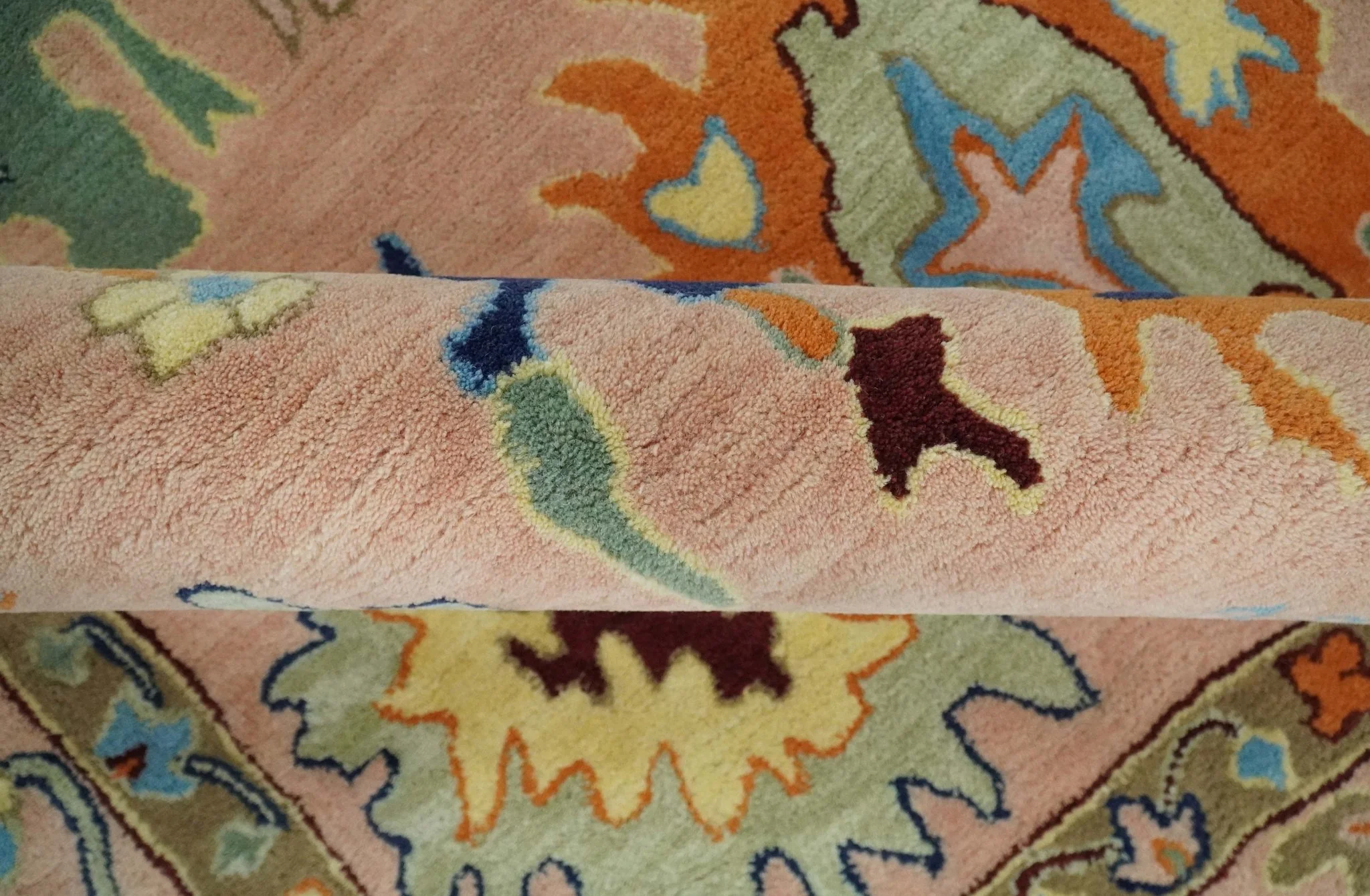 Hand Tufted Pink Peach and Gold Modern Colorful Oushak Rug, Kids, Living Room and Bedroom Rug | TRD6461 - Image 5