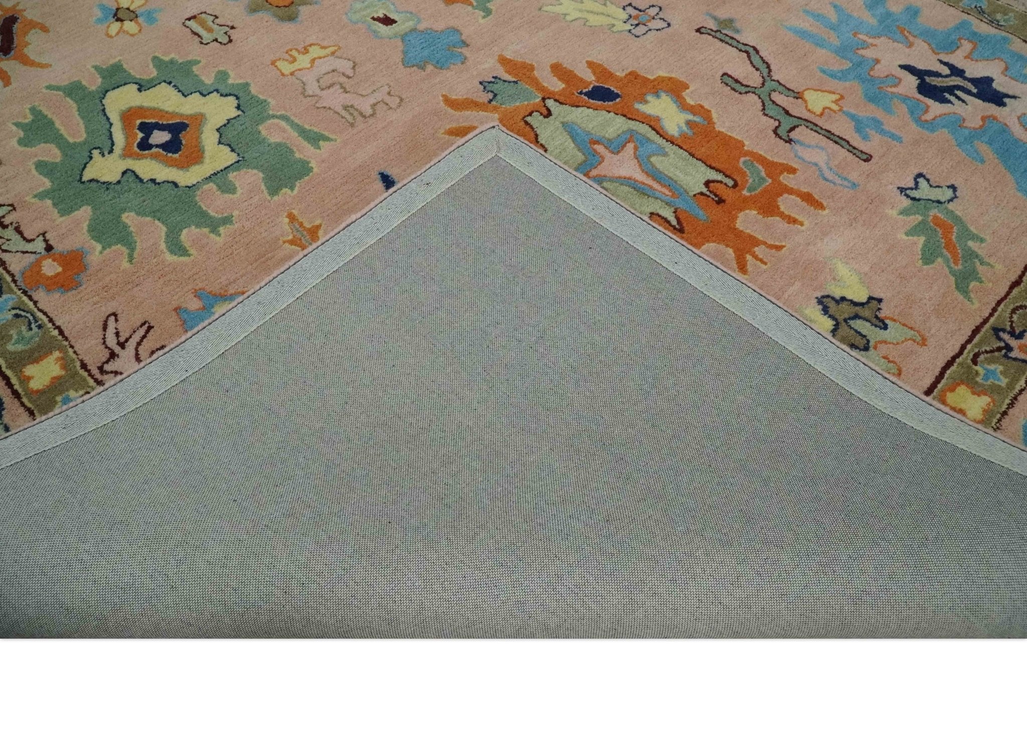 Hand Tufted Pink Peach and Gold Modern Colorful Oushak Rug, Kids, Living Room and Bedroom Rug | TRD6461 - Image 9