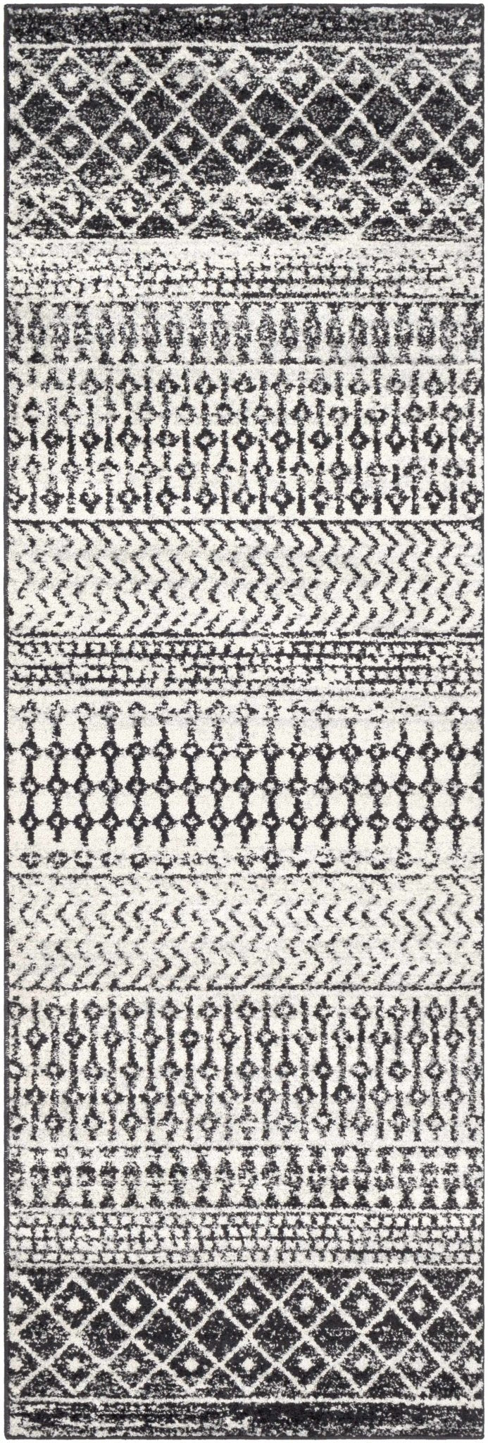 Tribal look Ivory and Charcoal Traditional Geometrical Design Rug - Image 8