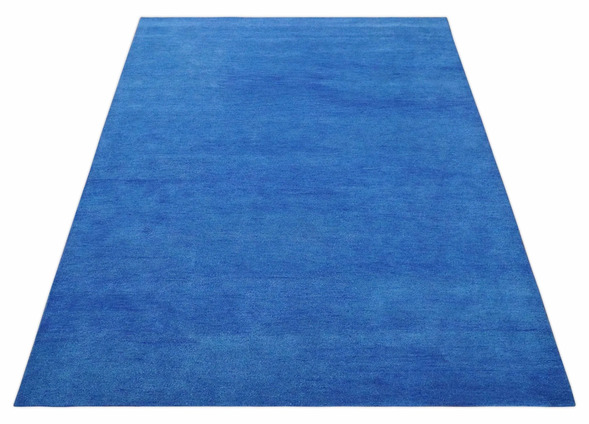 Custom made solid Blue Woolen Hand Tufted contemporary area Rug - Image 9