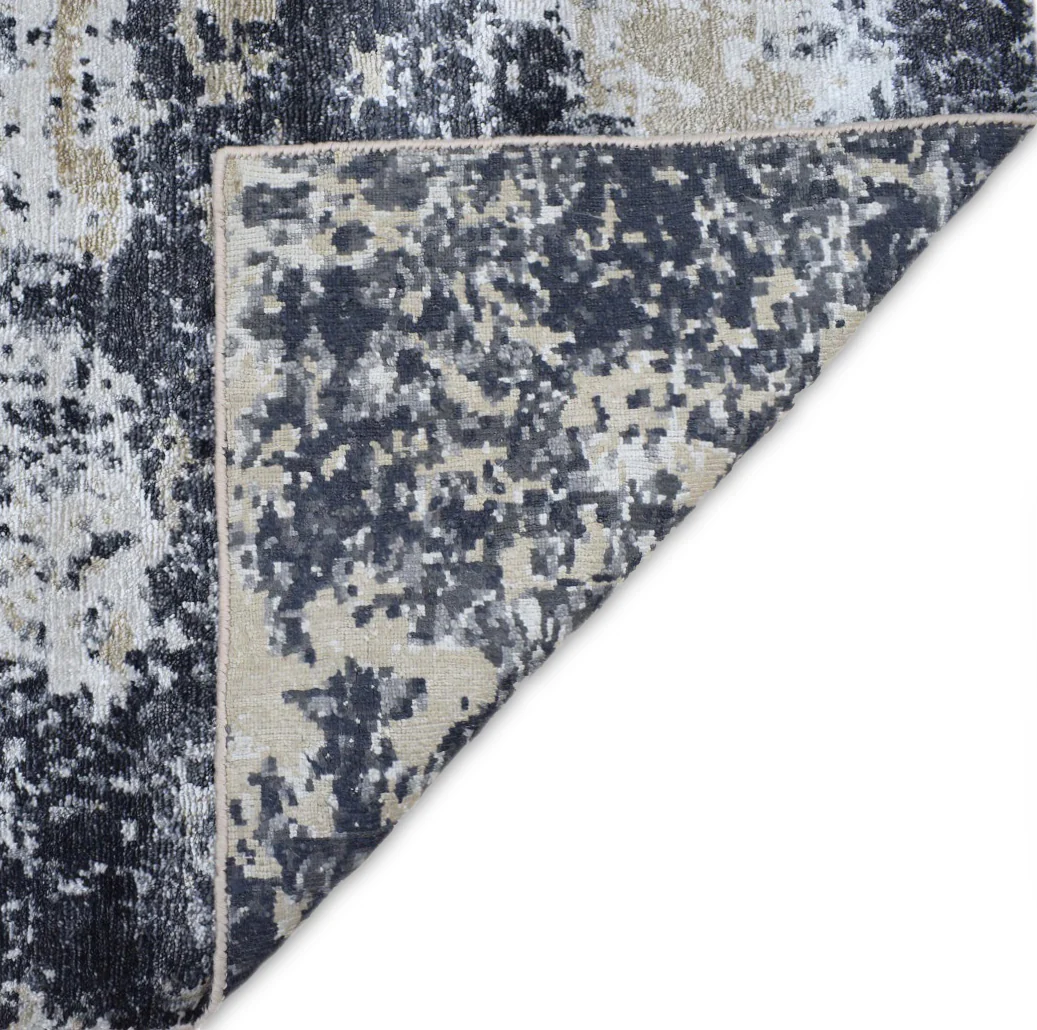 Peach and Black Industrial Design Handmade Bamboo Silk 8x10 Area Rug | TRD1692810 - Image 8
